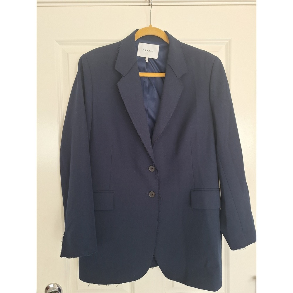 Frame‎ Button Front Jacket In Navy Size M